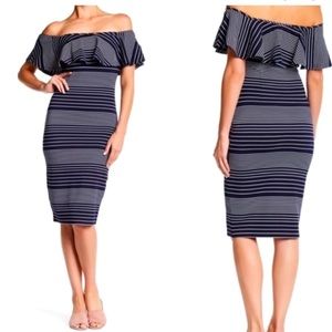 Romeo and Juliet Couture Striped Midi Dress Size Large